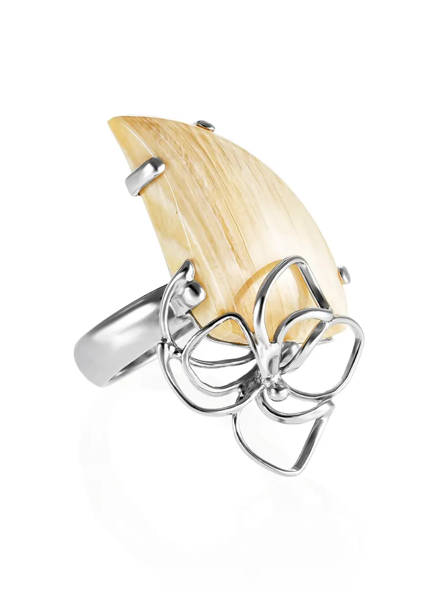 картинка Изящное кольцо «Эра» из серебра и натурального бивня мамонта в онлайн магазине
