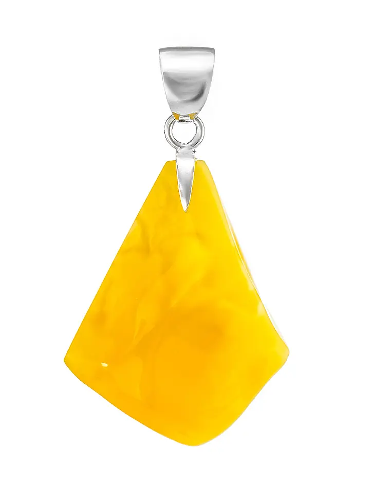 картинка Кулон из натурального цельного янтаря медового цвета с серебром в онлайн магазине