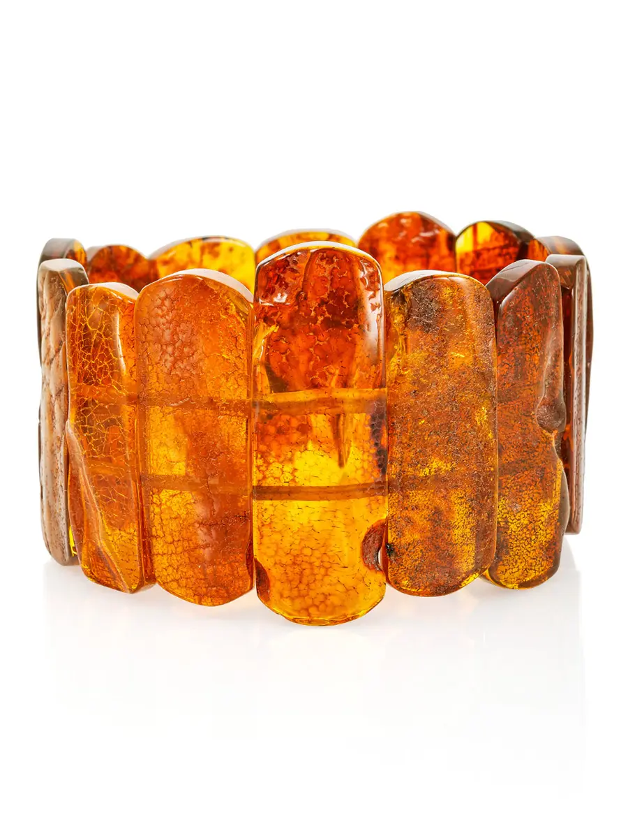 картинка Эффектный лечебный браслет из натурального необработанного янтаря «Помпеи» в онлайн магазине