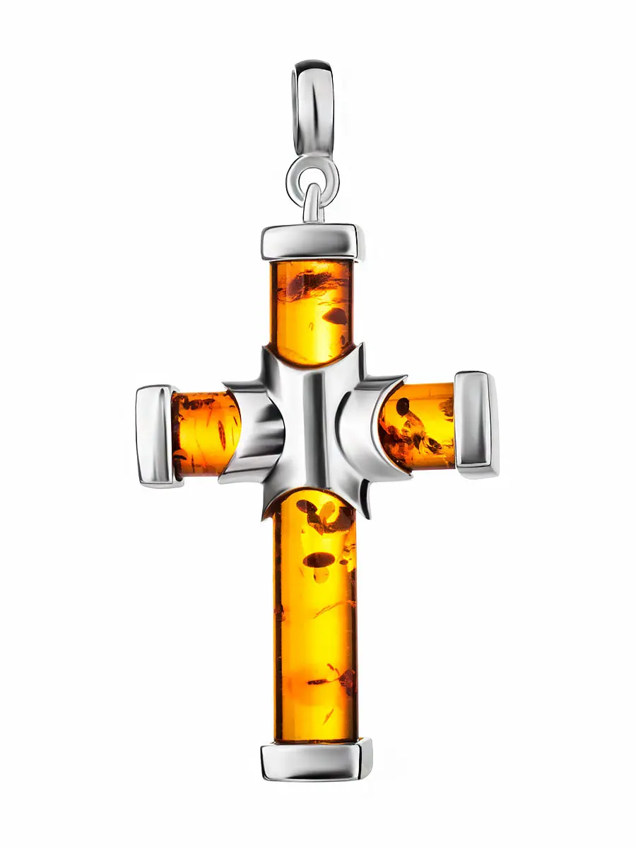 картинка Крест из натурального коньячного янтаря в онлайн магазине