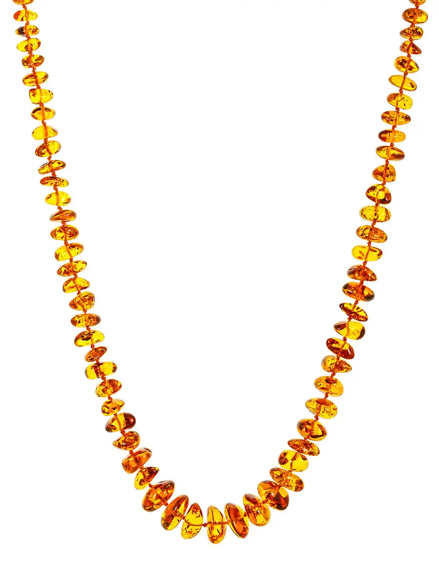 картинка Яркие бусы из натурального балтийского янтаря коньячного цвета «Галька крупная» в онлайн магазине