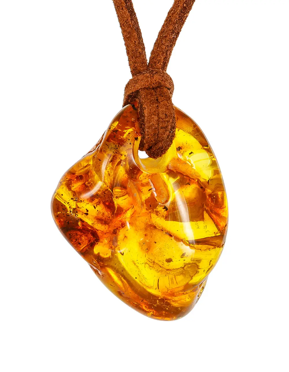 картинка Гянцевый кулон из натурального янтаря природной формы на шнурке в онлайн магазине