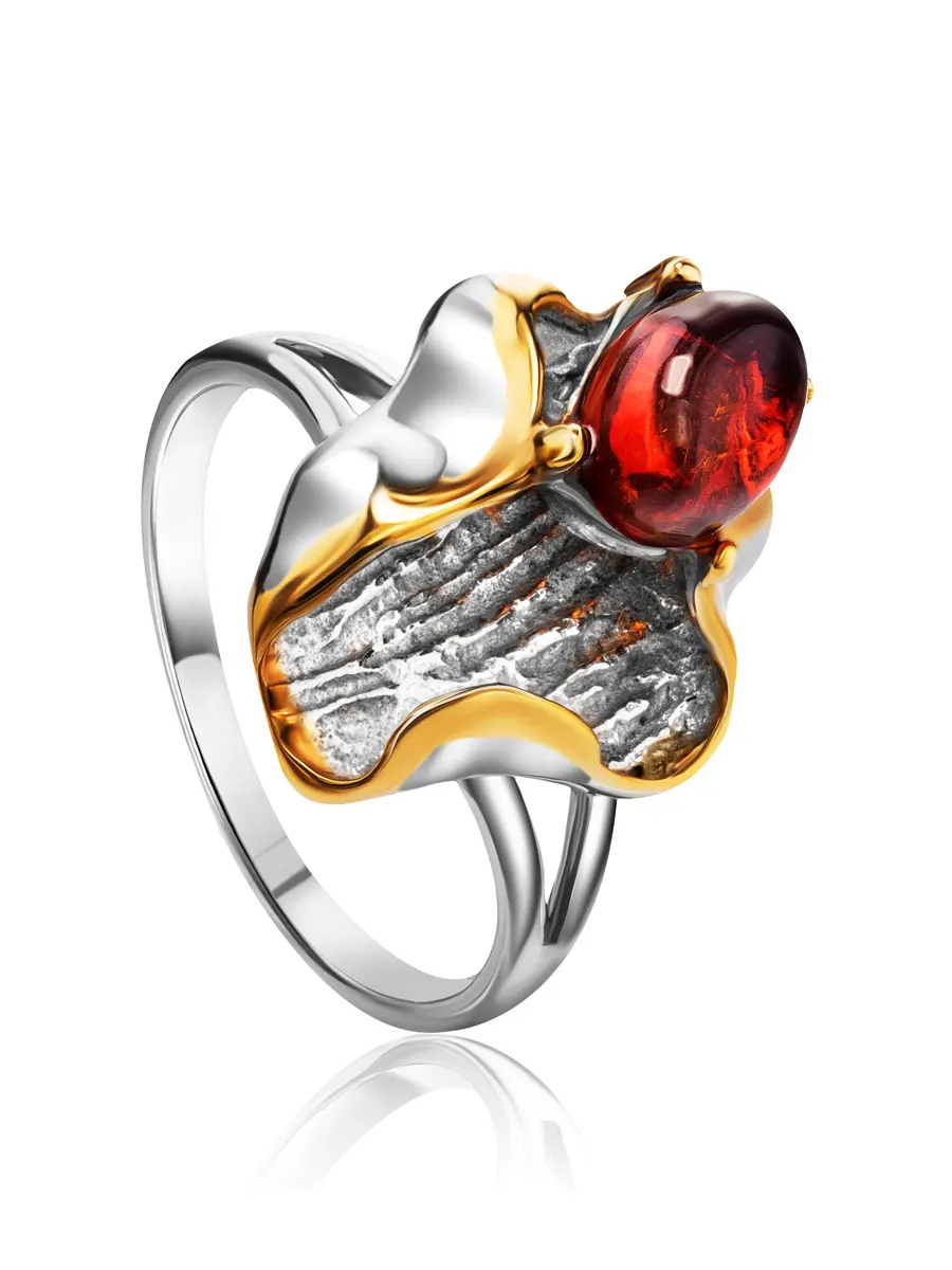 картинка Необычное кольцо из коньячного янтаря «Моне» в онлайн магазине