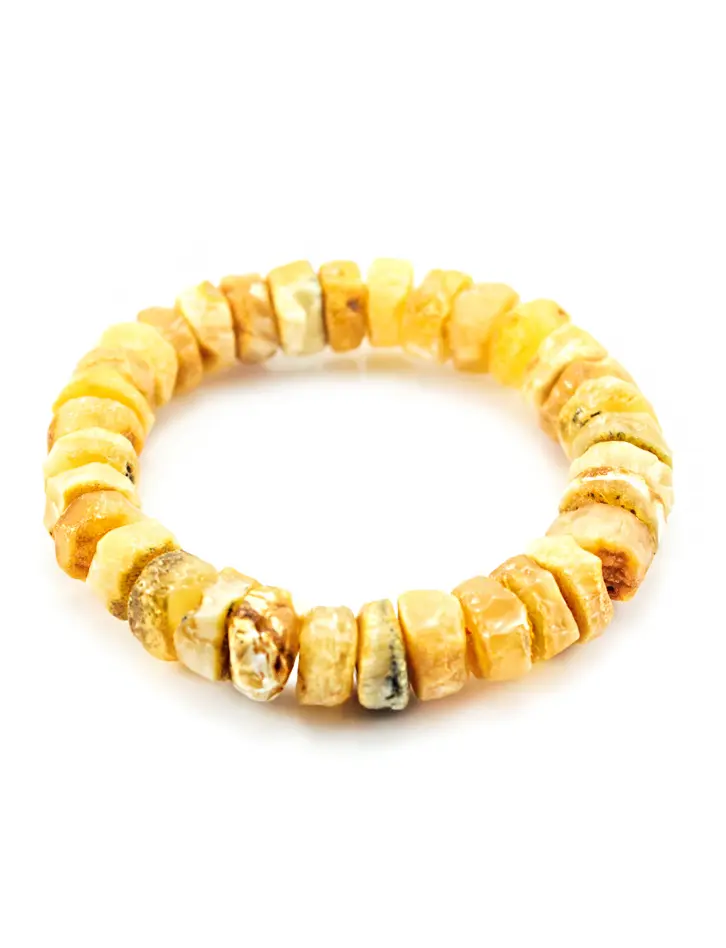 картинка Лечебный браслет из натурального янтаря «Шайбы светлые» в онлайн магазине