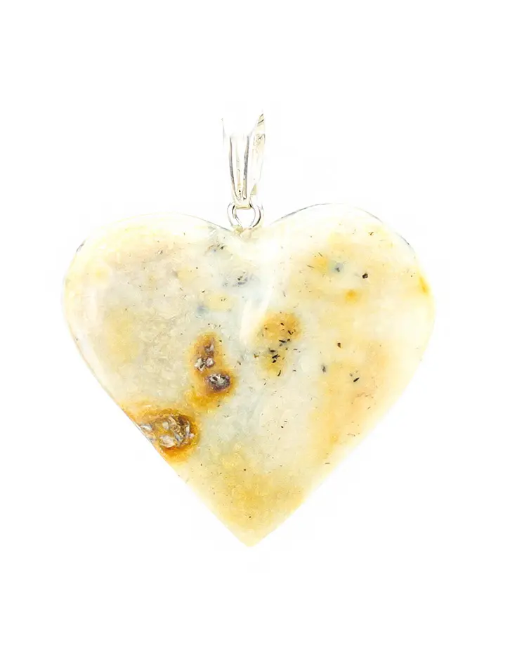картинка Подвеска из редчайшего голубого текстурного янтаря «Сердце» в онлайн магазине