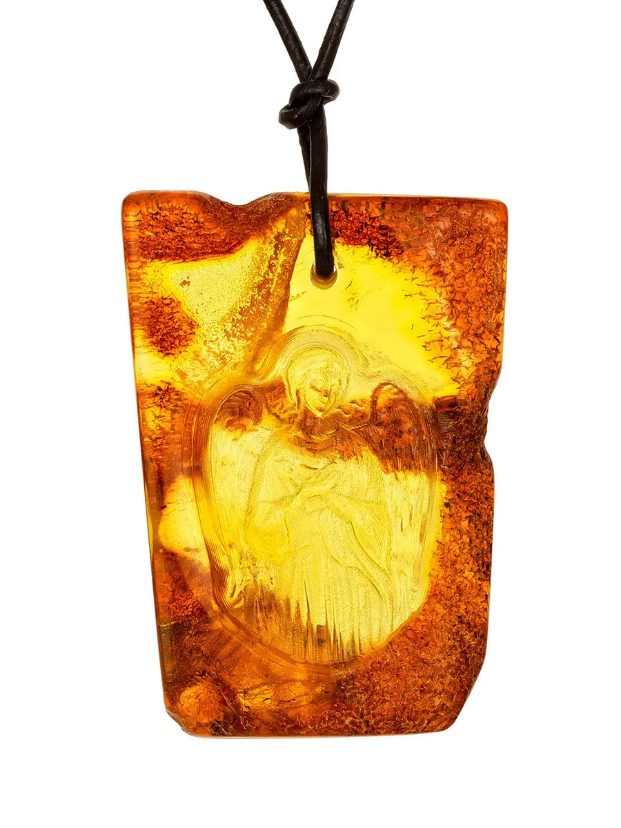 картинка Резная подвеска из цельного балтийского янтаря «Ангел-Хранитель» в онлайн магазине