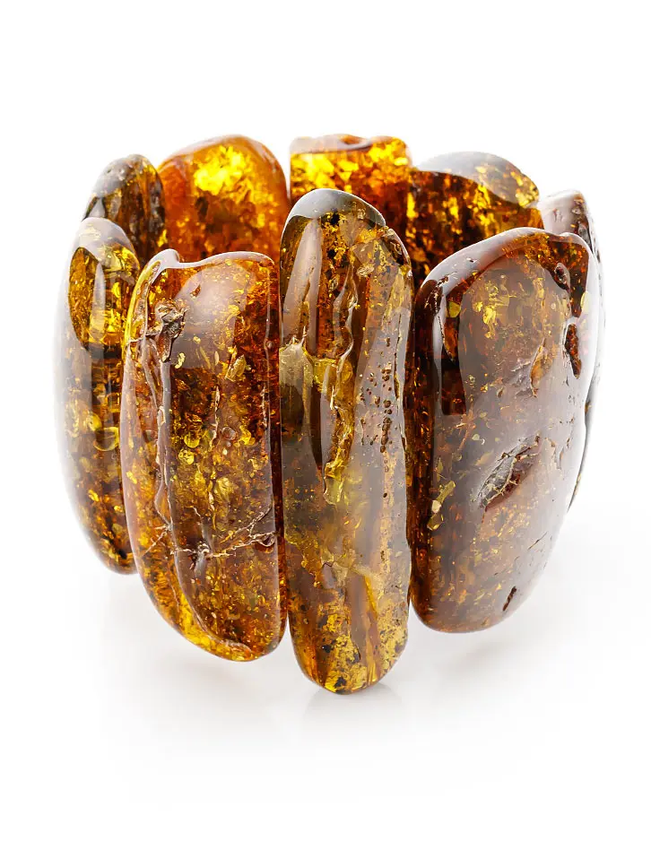 картинка Эффектный объёмный браслет для женщин и мужчин из натурального текстурного янтаря «Помпеи» в онлайн магазине