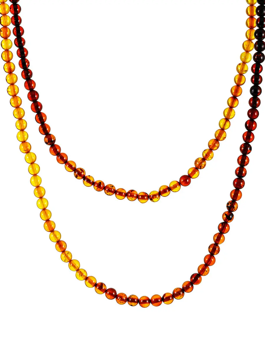 картинка Бусы из натурального янтаря с градиентом «Карамель» в онлайн магазине