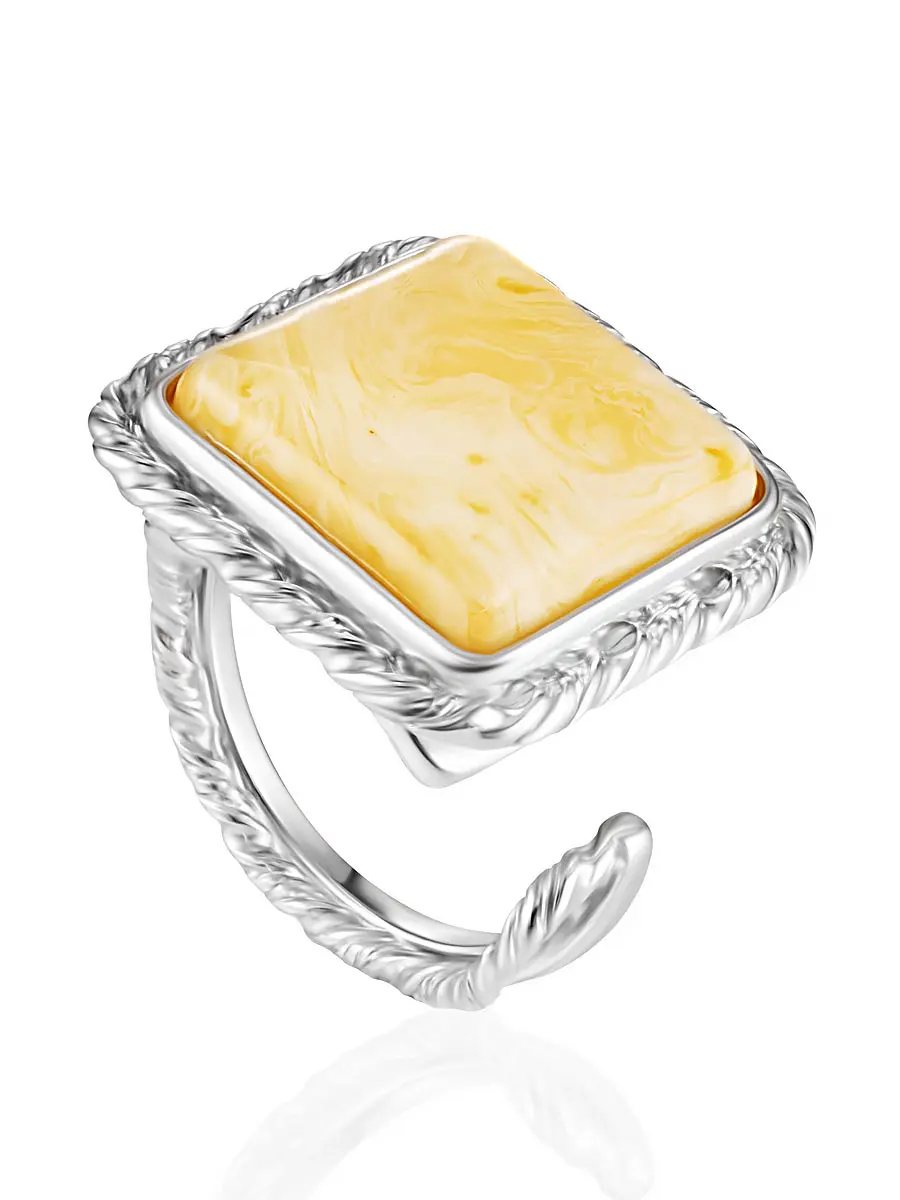 картинка Кольцо «Винтаж» с выразительной текстурой натурального янтаря в онлайн магазине