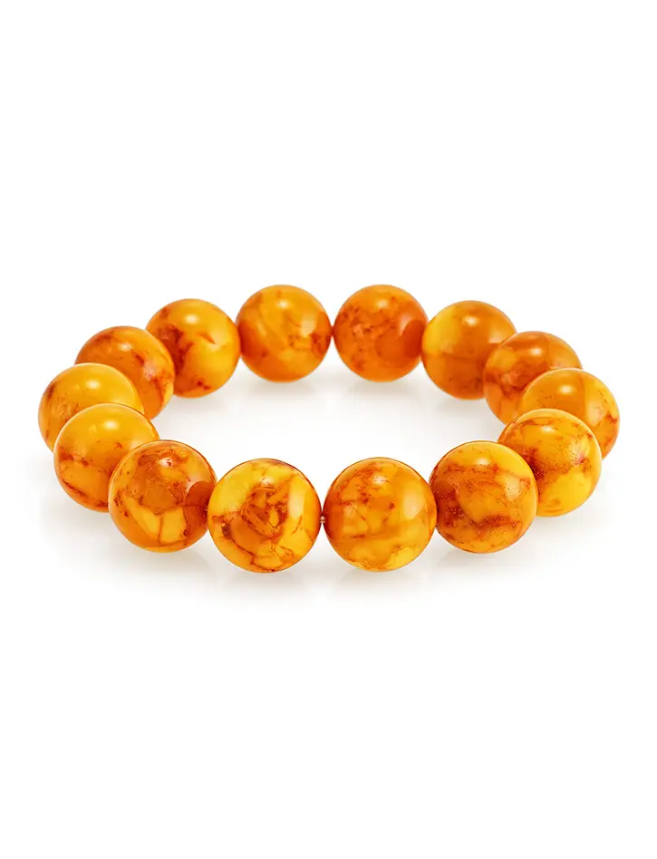 картинка Эффектный браслет из формованного медового янтаря «Шар состаренный» в онлайн магазине