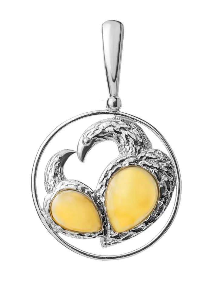 картинка Кулон, украшенный цельным янтарём медового цвета «Лирика» в онлайн магазине