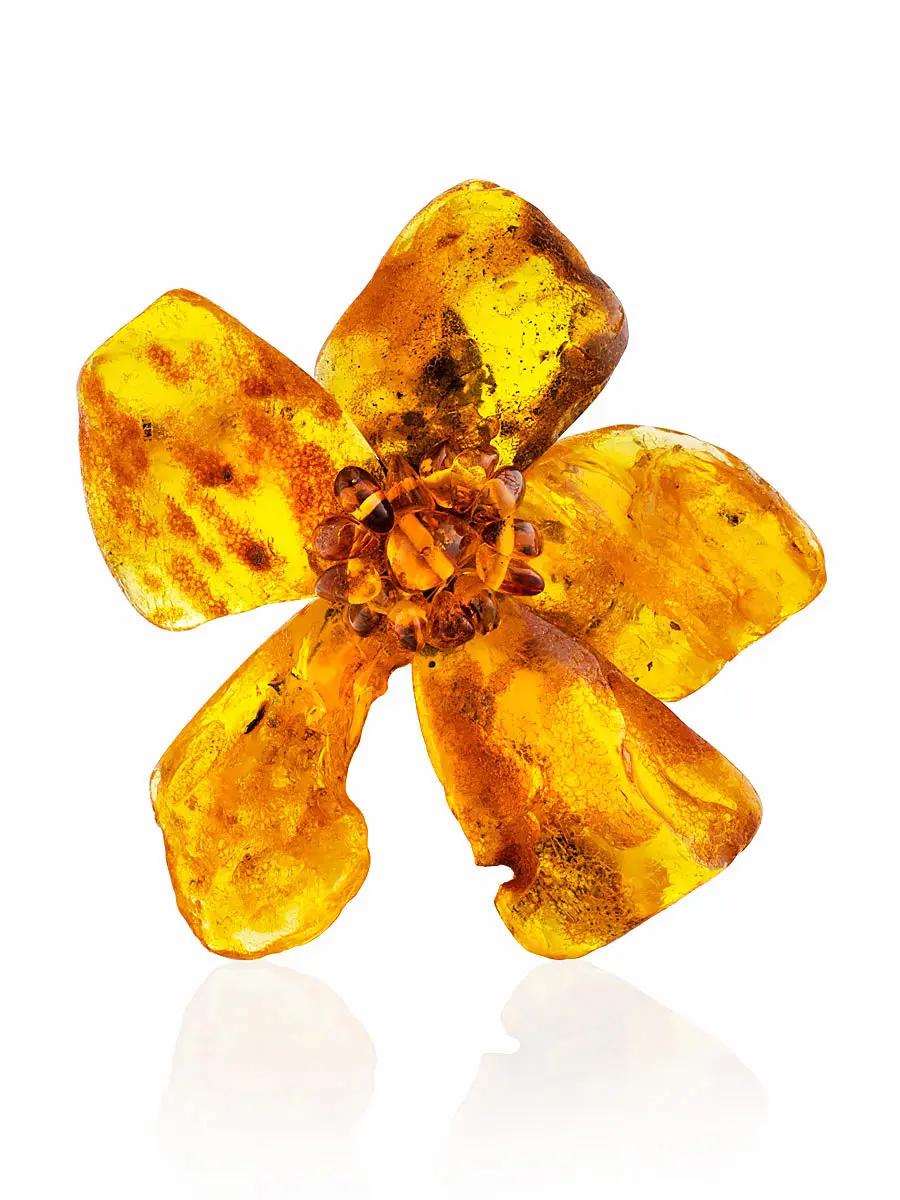 картинка Необычная брошь-цветок из цельного необработанного янтаря «Помпеи» в онлайн магазине