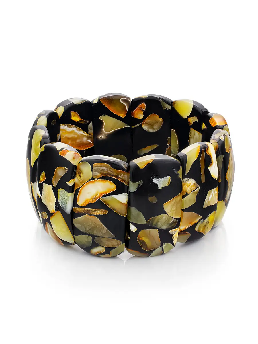 картинка Браслет с яркой янтарной мозаикой «Далматин» в онлайн магазине