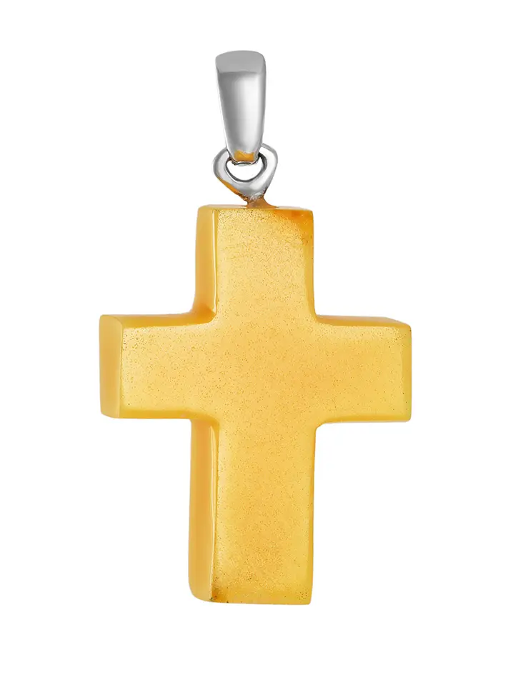 картинка Крестик из натурального цельного янтаря медового цвета в онлайн магазине