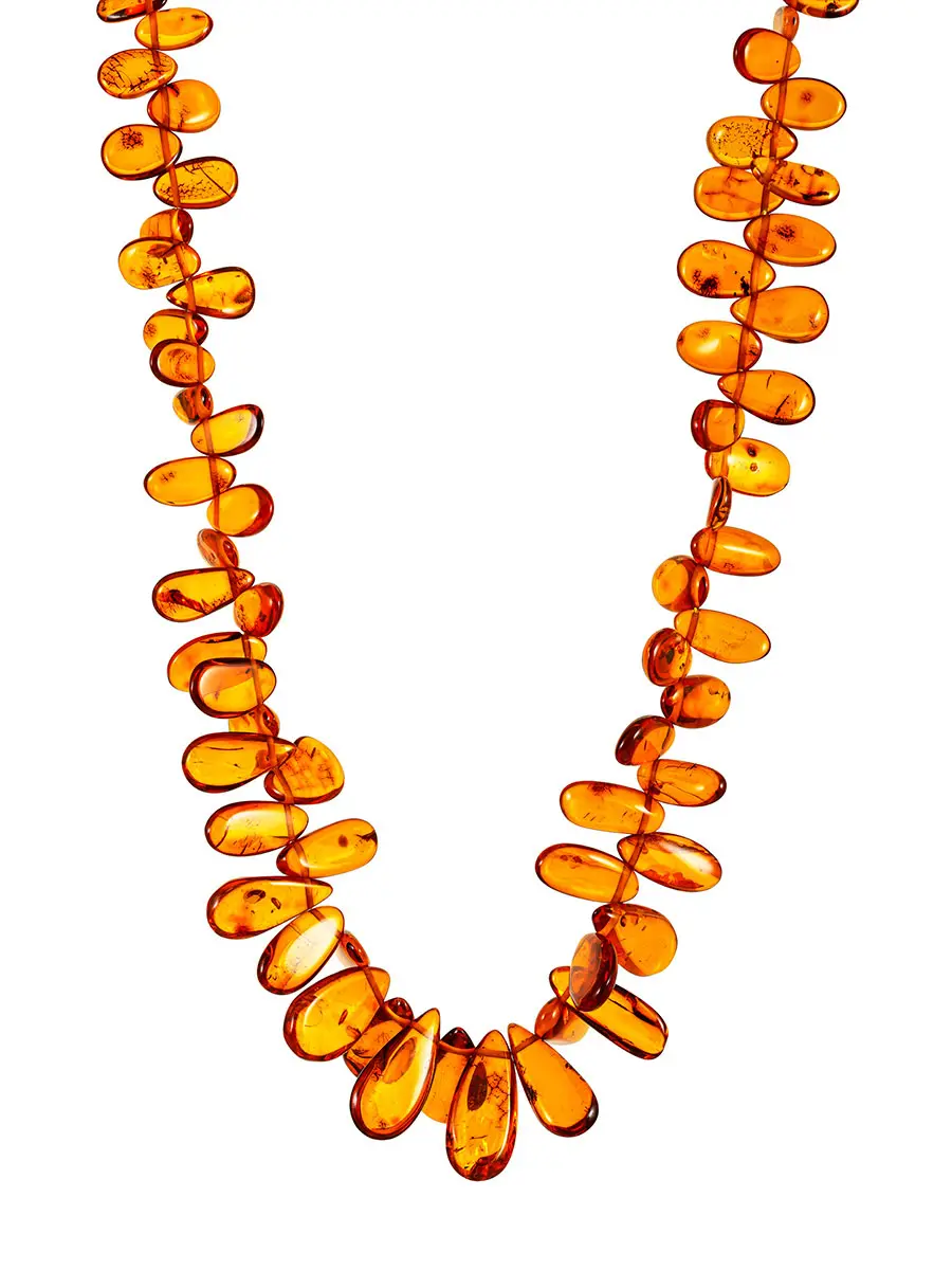картинка Лёгкое ожерелье «Облепиха коньячная» из натурального балтийского янтаря в онлайн магазине
