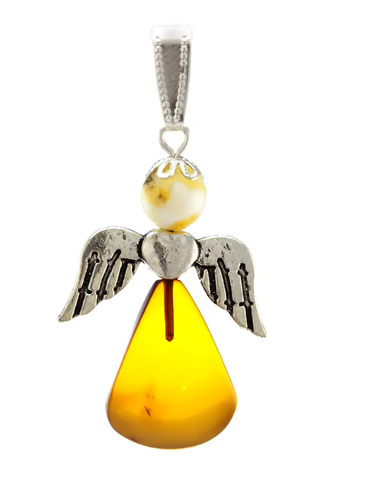 картинка Нежная подвеска из натурального балтийского янтаря «Ангелок» в онлайн магазине