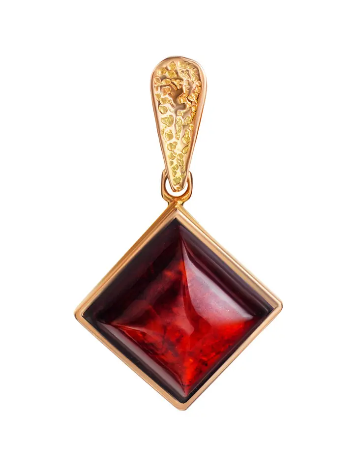 картинка Геометрический кулон из натурального янтаря с золотом «Овация» в онлайн магазине