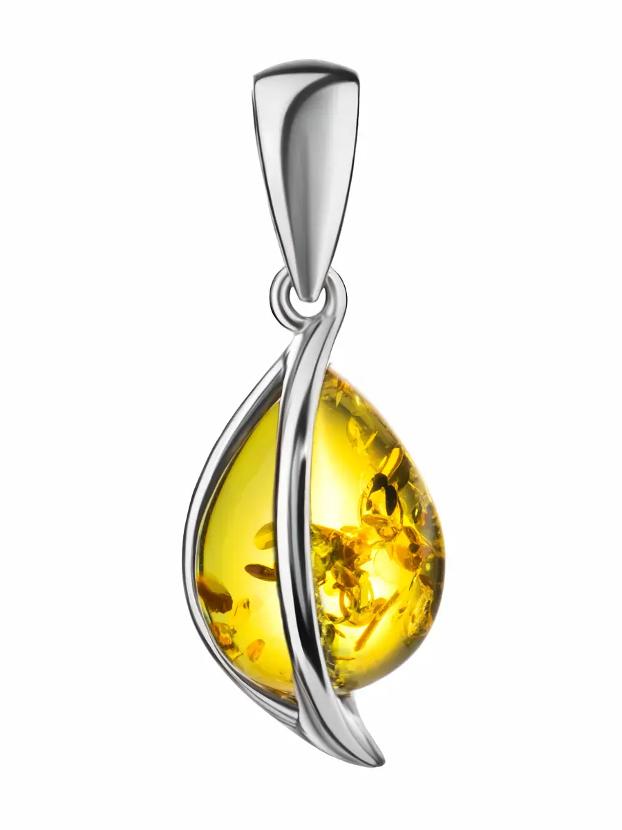 картинка Кулон из солнечного ярко-лимонного янтаря в серебре «Голконда» в онлайн магазине