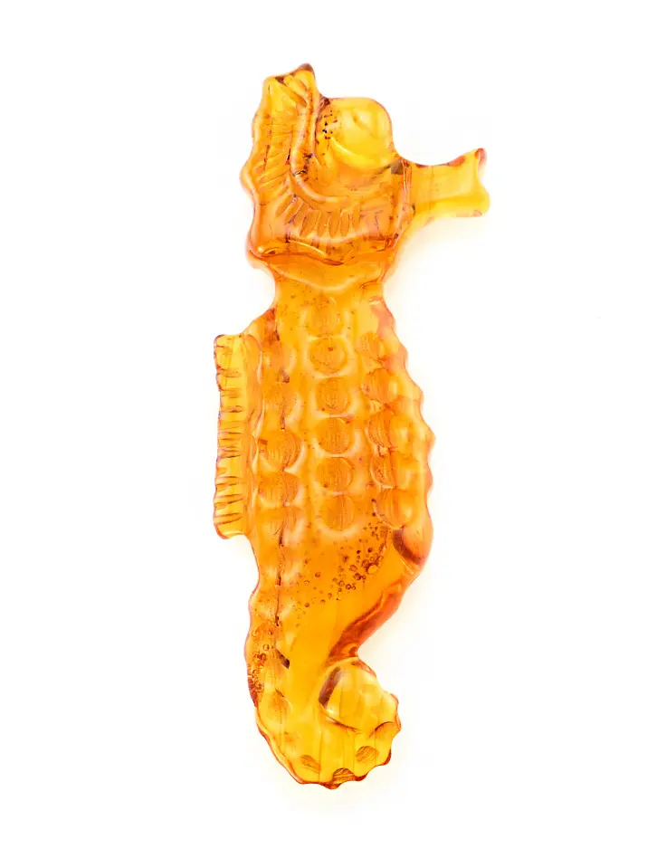 картинка Резная сувенирная фигурка из натурального балтийского коньячного янтаря «Морской конёк» в онлайн магазине