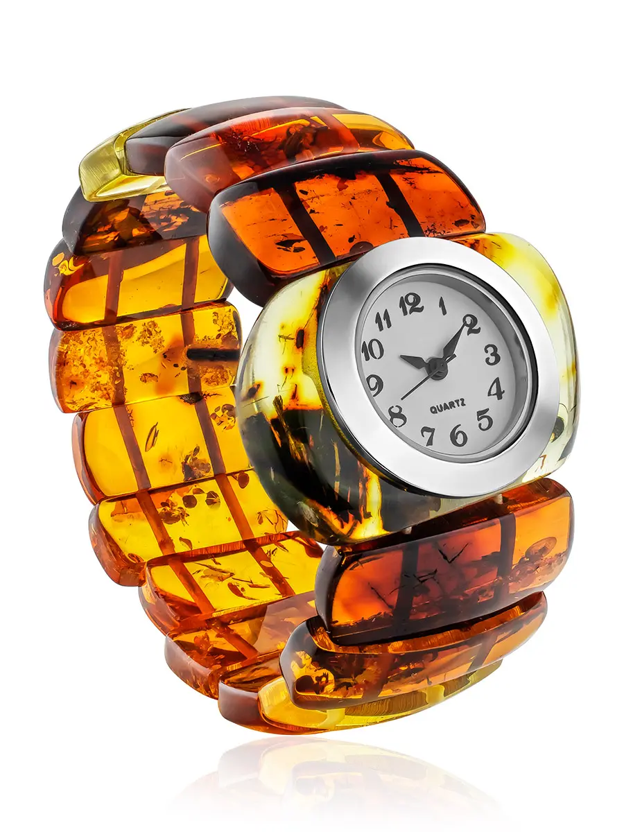 картинка Наручные часы с ремешком из натурального янтаря разных оттенков в онлайн магазине