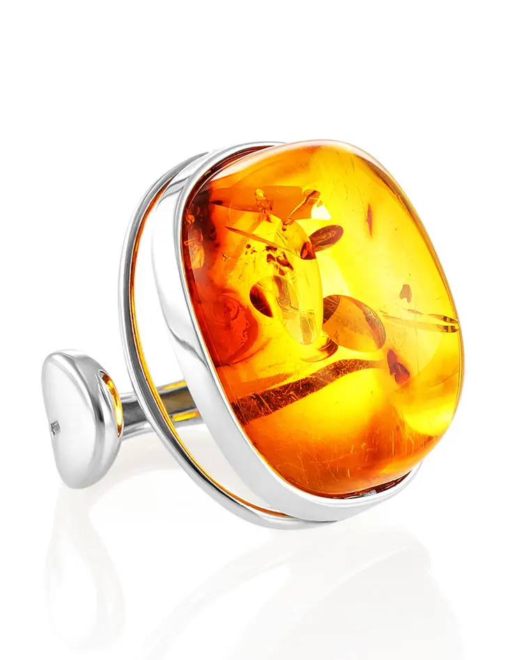 картинка Эффектное кольцо из натурального золотистого янтаря «Глянец» в онлайн магазине