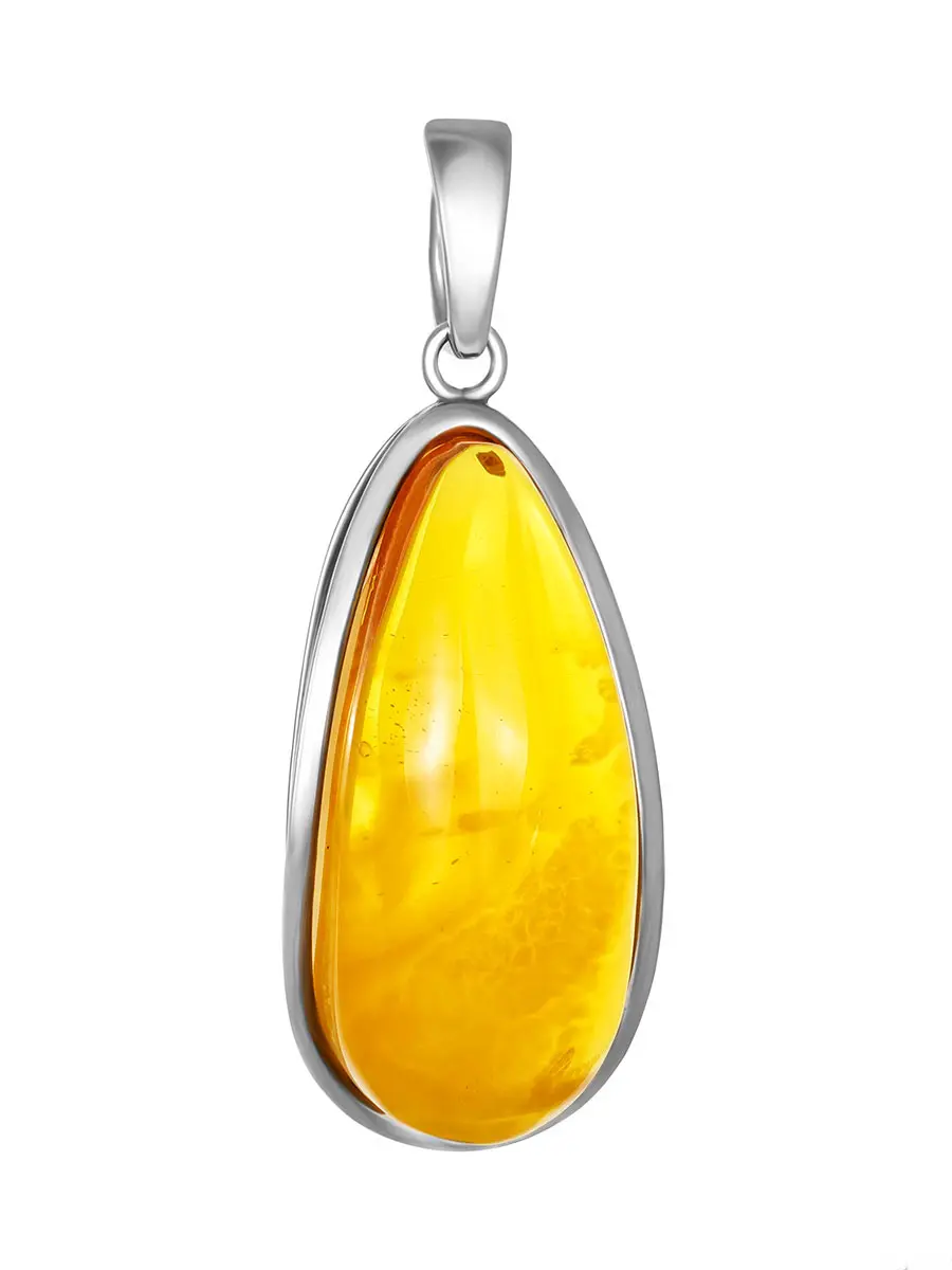 картинка Кулон из цельного янтаря насыщенного лимонного цвета в онлайн магазине