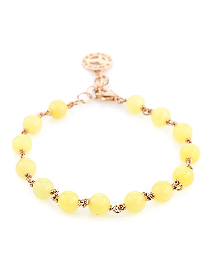 картинка Изысканный браслет с натуральным балтийским янтарём «Карамель медовая в золоте» в онлайн магазине