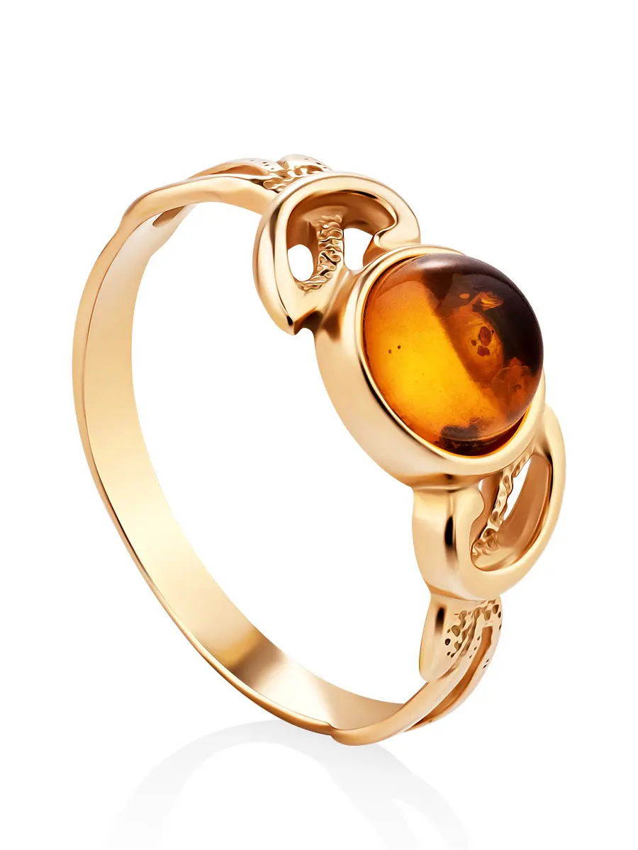 картинка Нежное красивое кольцо с коньячным янтарём «Фрея» в онлайн магазине
