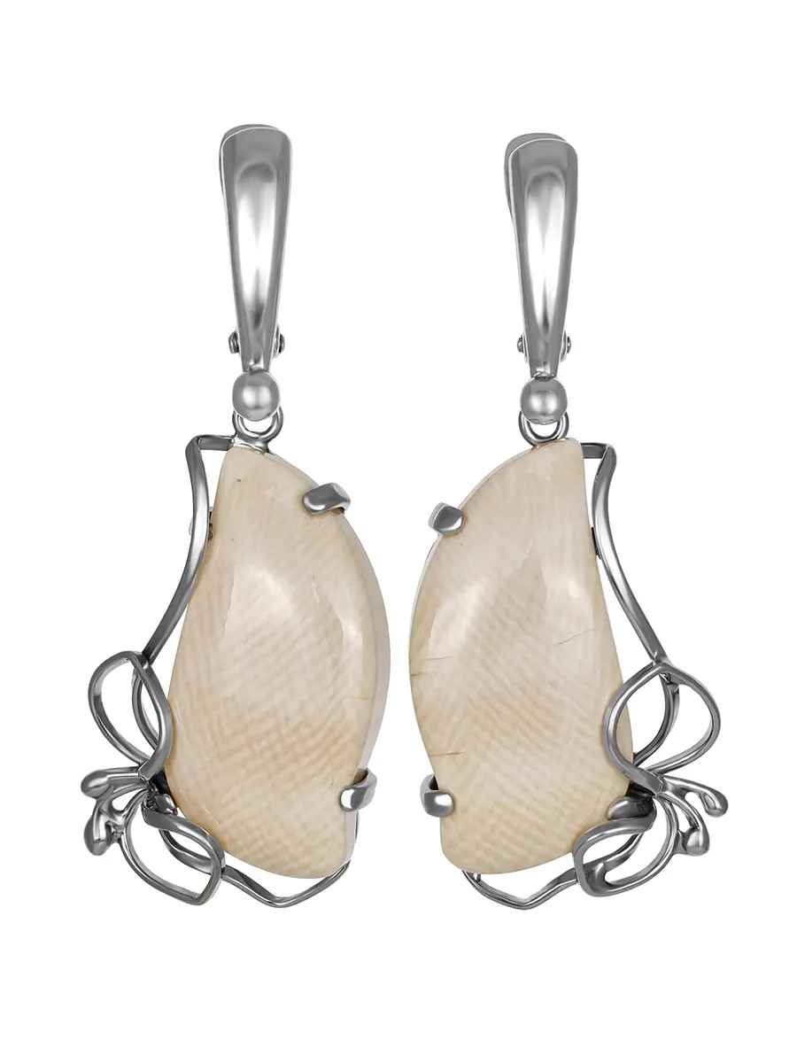 картинка Изящные серьги из серебра и бивня мамонта «Эра» в онлайн магазине