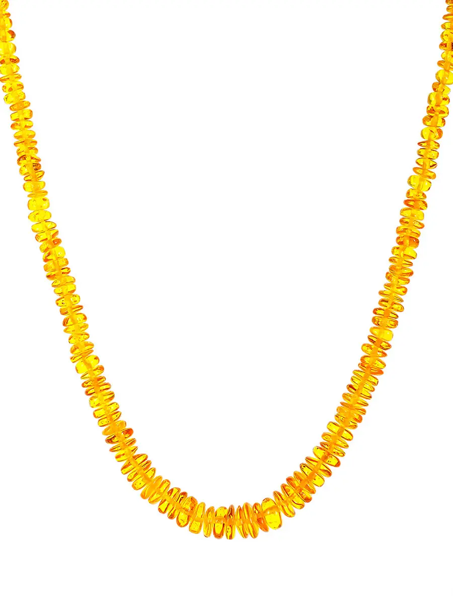 картинка Бусы «Шайба» из балтийского янтаря золотисто-лимонного оттенка в онлайн магазине