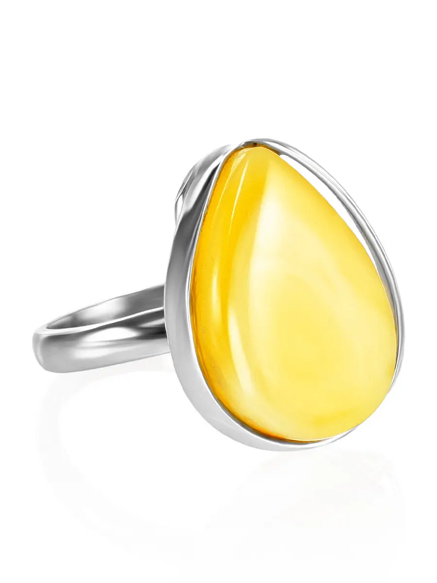 картинка Изящное серебряное кольцо с натуральным балтийским янтарём «Лагуна» в онлайн магазине