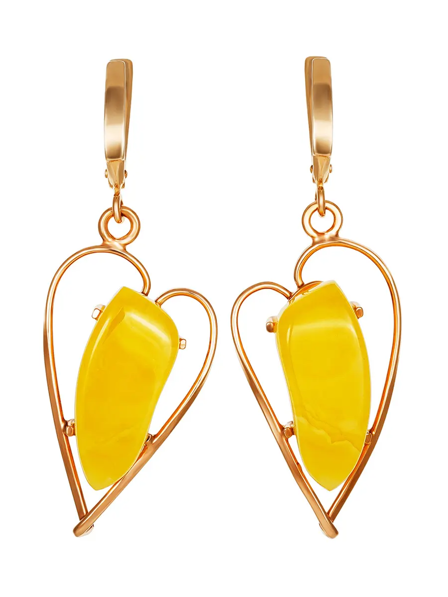 картинка Нарядные серьги «Венеция» из натурального янтаря медового цвета в онлайн магазине