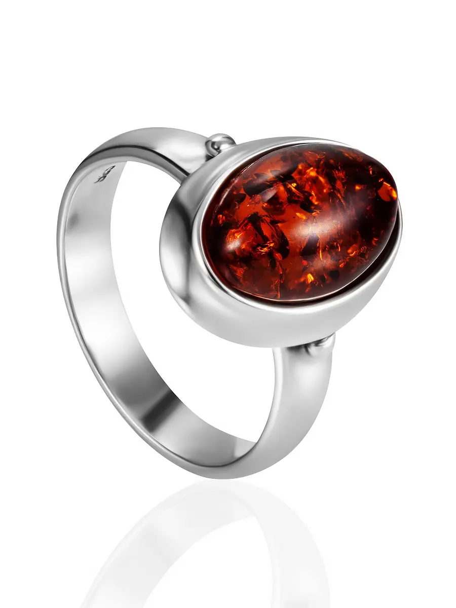 картинка Кольцо с натуральным янтарем коньячного цвета «Годжи» в онлайн магазине