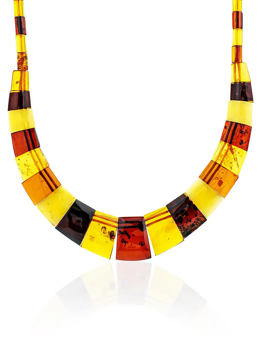 картинка Плоское колье из геометричных кусочков янтаря «Египет» в онлайн магазине