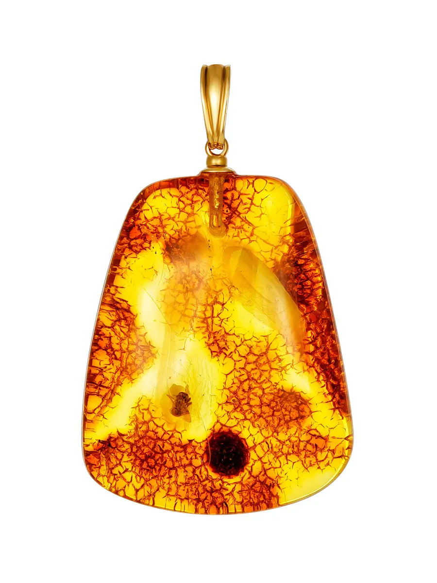 картинка Подвеска из прозрачного текстурного янтаря с инклюзом в онлайн магазине