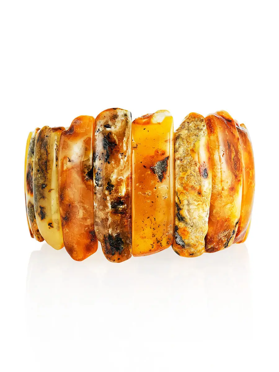 картинка Живописный браслет «Помпеи» из цельного янтаря с красивой текстурой в онлайн магазине