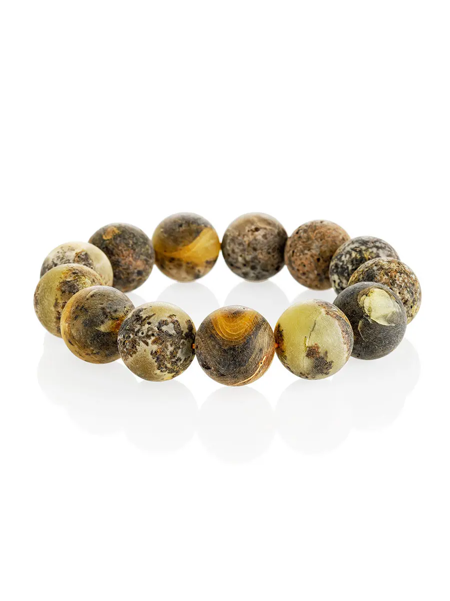 картинка Объёмный браслет из натурального шлифованного янтаря «Метеорит» в онлайн магазине