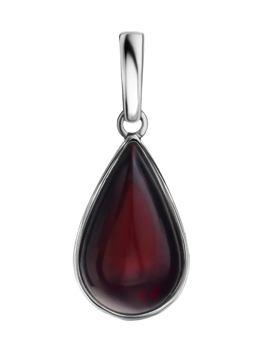 картинка Кулон в виде капли из натурального вишнёвого янтаря «Импульс» в онлайн магазине