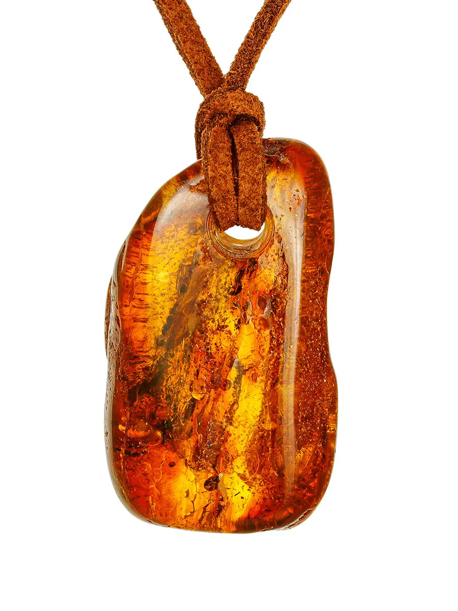 картинка Колье с натуральным цельным янтарём на шнурке в онлайн магазине