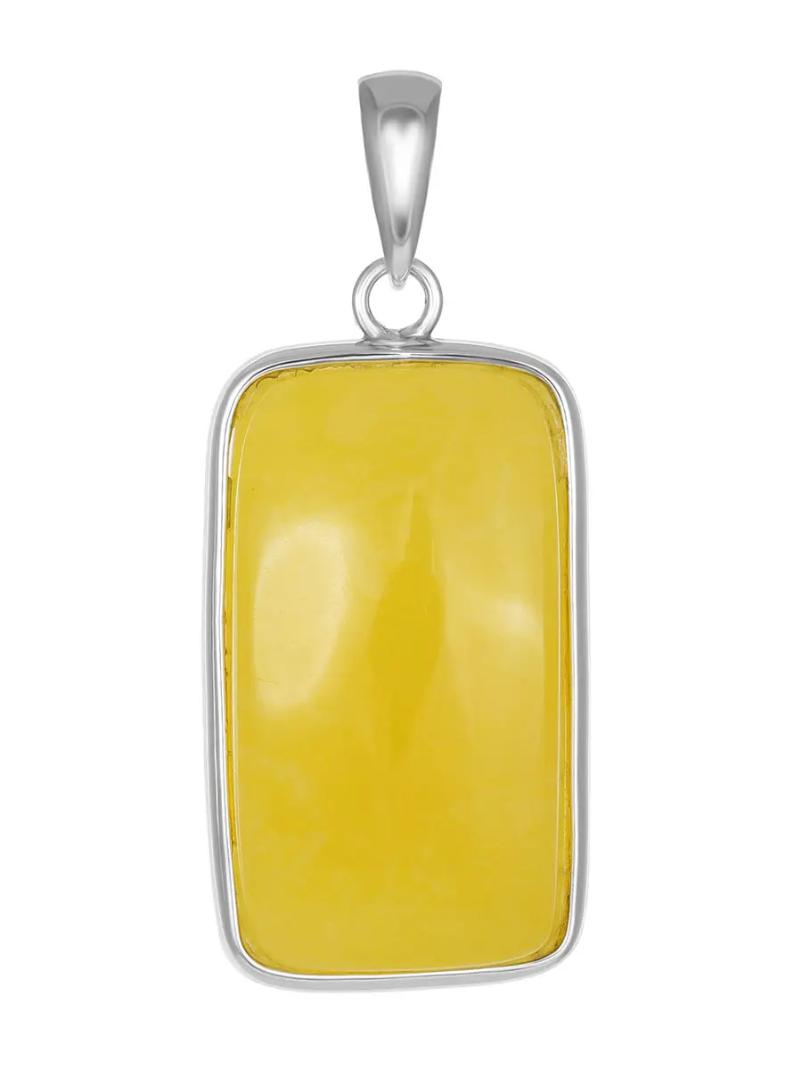 картинка Небольшая подвеска прямоугольной формы из натурального насыщенно-медового янтаря в онлайн магазине