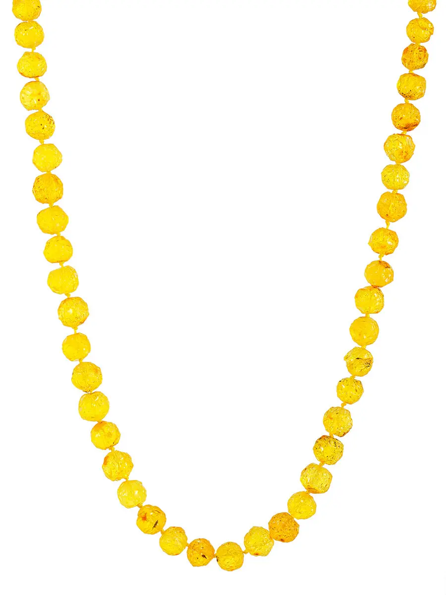 картинка Бусы из натурального нешлифованного янтаря «Шар-кусанка золотисто-лимонный» в онлайн магазине
