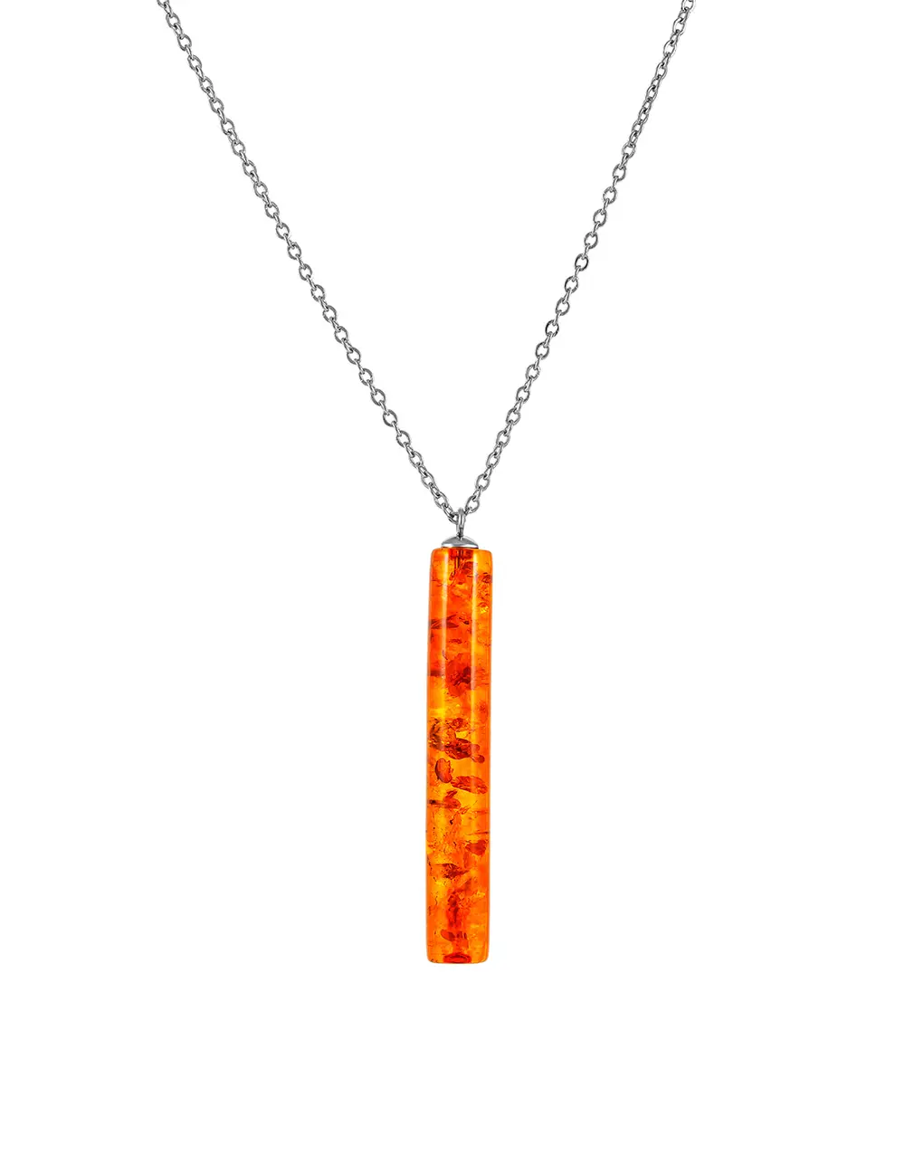 картинка Стильное колье с цилиндром из натурального янтаря «Скандинавия» в онлайн магазине