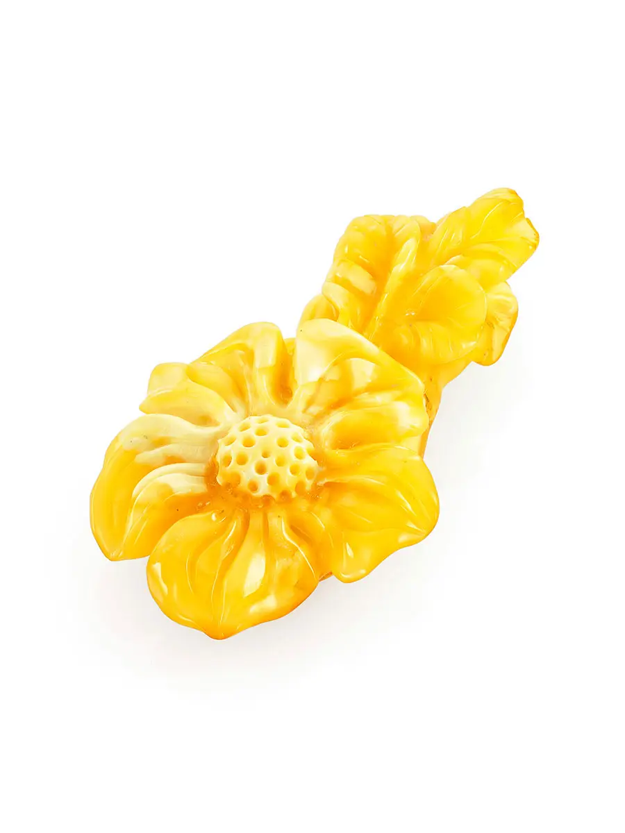 картинка Резьба по янтарю красивого медового цвета «Цветок» в онлайн магазине