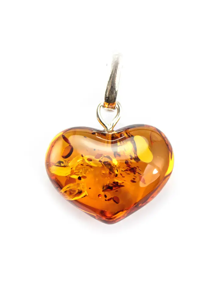 картинка Янтарный кулон «Сердце» коньячного цвета в онлайн магазине