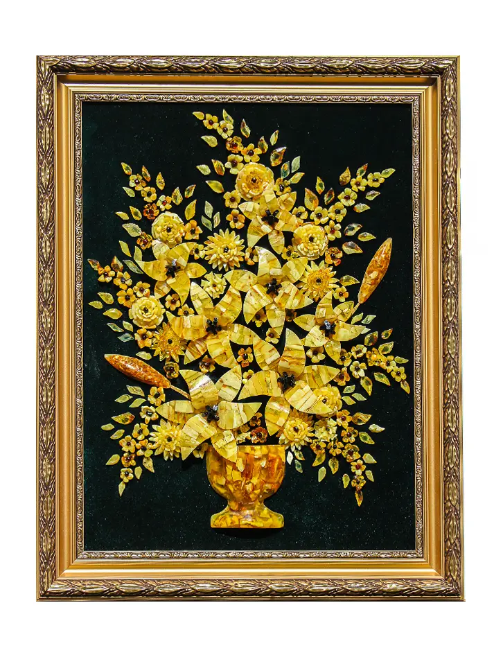 картинка Панно из натурального янтаря «Лилии» в онлайн магазине