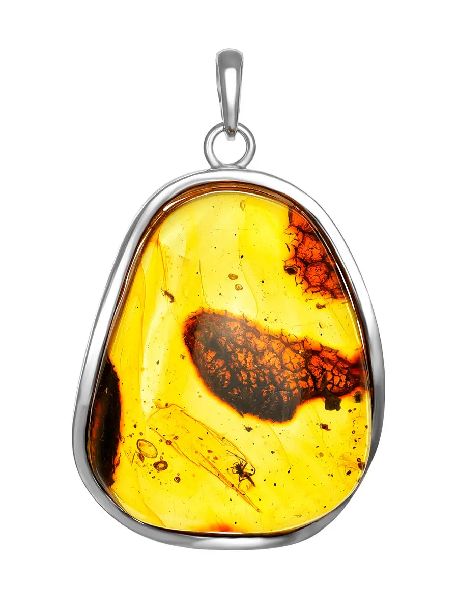 картинка Яркий кулон из янтаря лимонного цвета с инклюзом насекомого  «Клио» в онлайн магазине