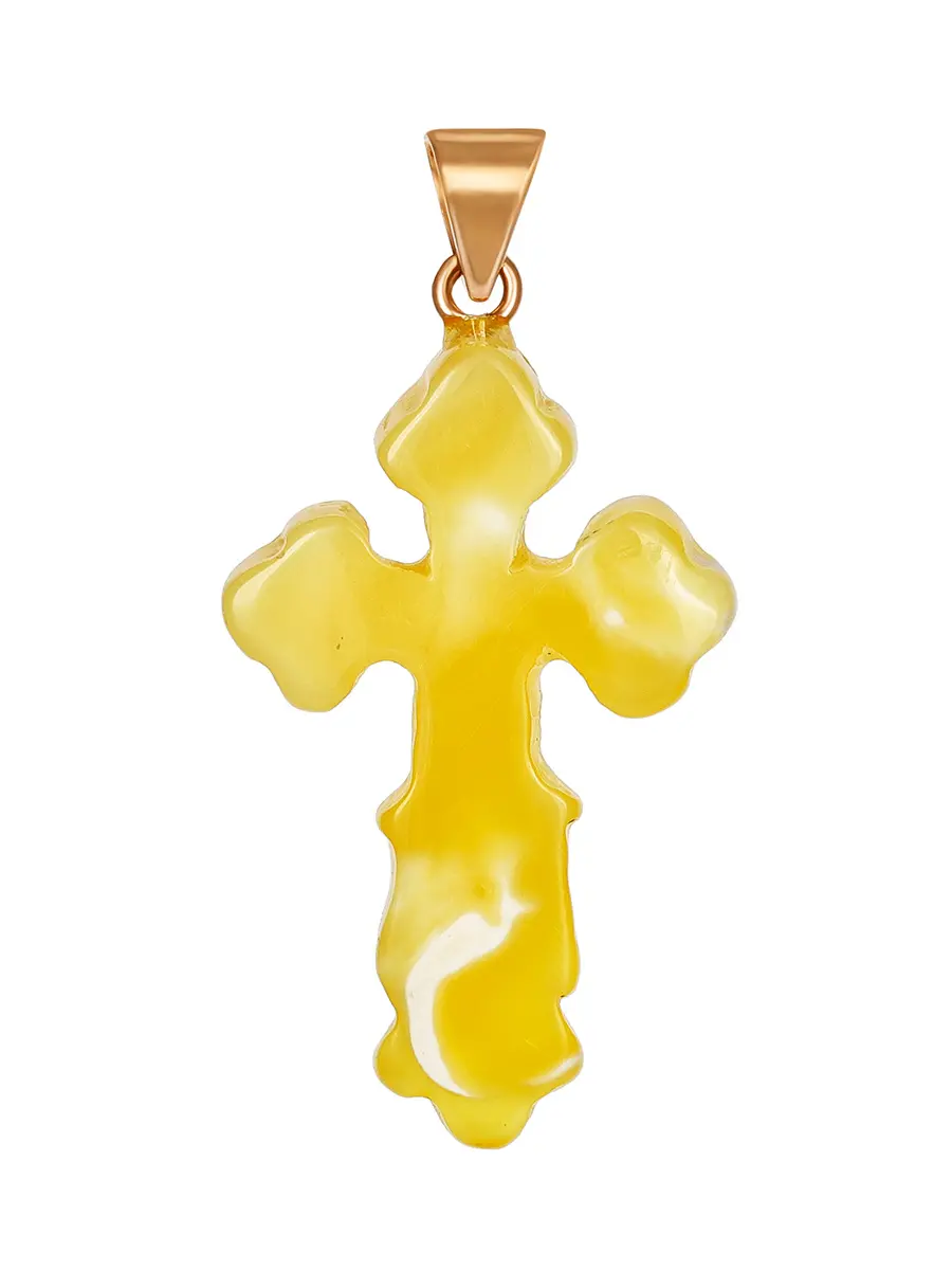 картинка Резной янтарный крест с золотой подвеской в онлайн магазине
