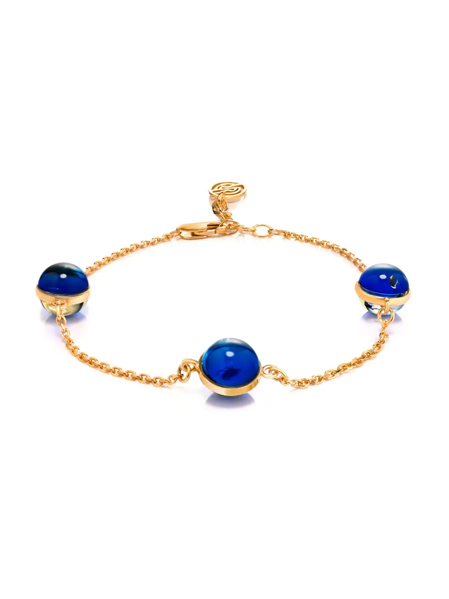 картинка Эффектный браслет «Сорбонна» из голубого янтаря в онлайн магазине