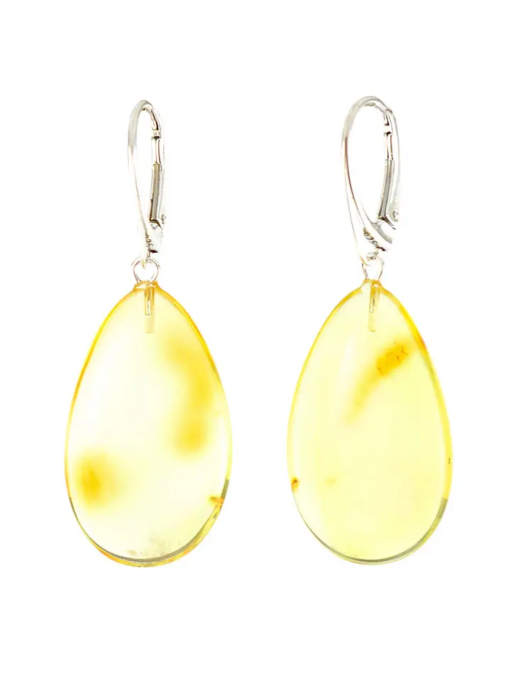картинка Яркие серьги из цельного натурального янтаря лимонного цвета «Паланга» в онлайн магазине