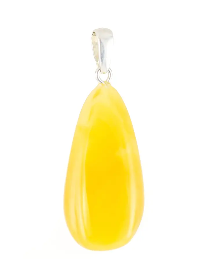 картинка Небольшая подвеска в форме удлиненной капельки из натурального медового янтаря в онлайн магазине